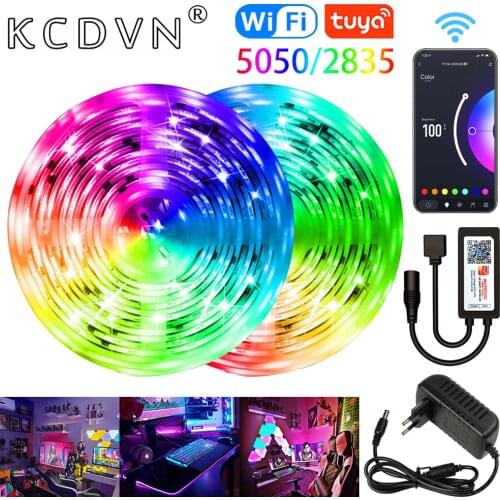 LED Strips Lights RGB WIFI 5-20M SMD 5050 Waterproof DC 12V Flexible Ribbon Room Decoration TV Computer Luminous String Bedroom
