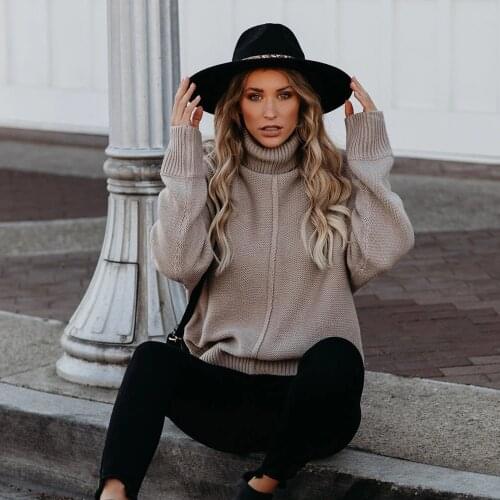 Sweater Women Pullover 2021 womens Turtleneck Sweater Spot Hot Style Sweater Solid Color Pullover Loose Warm Sweaters SJ3222