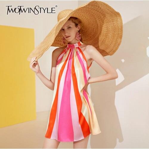 Летние платья в полоску TWOTWINSTYLE China At AliExpress