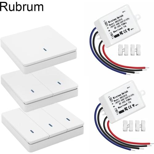Rubrum 433Mhz Universal Wireless Switch Smart Lmap/LED/Lighting Controller AC 85V~265V RF Relay Receiver Board and Wall Switch