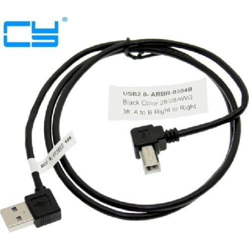 USB 2.0 male and right elbow to B male elbow 90 degrees double elbow Connector for Printer scanner Hard-disk cartridge 50CM 1M