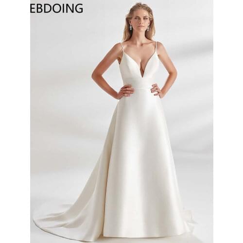 Vestidos De Novia Noble A-line Wedding Dress Deep V-neck Neckline Newest Plus Size Long Wedding Grow Bride Dress