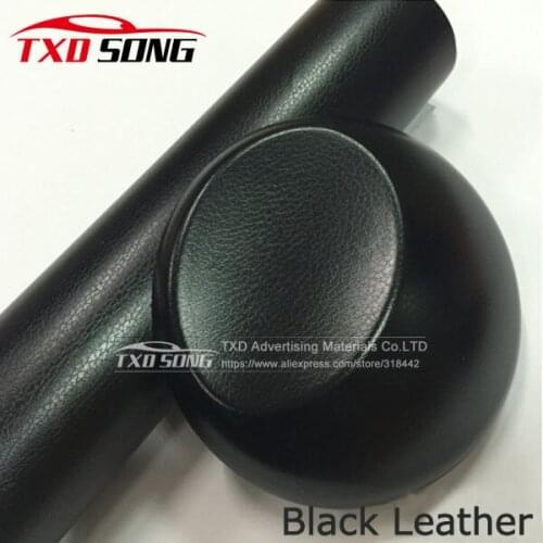 Premium quality Black leather vinyl film Black leather pattern pvc film for car interior decoration with air free bubbles