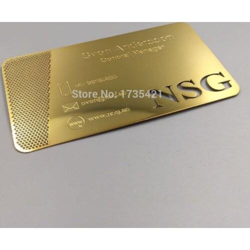100pcs/lot engraved gold metal business CEO cards