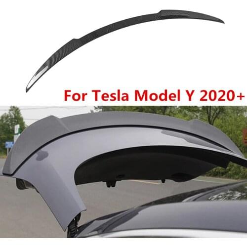 Rear Trunk Spoiler Tail Wing Lip For Tesla Model Y Accessories ABS Carbon Fiber Spoiler Car Stling Decoration 2020 2021 2022