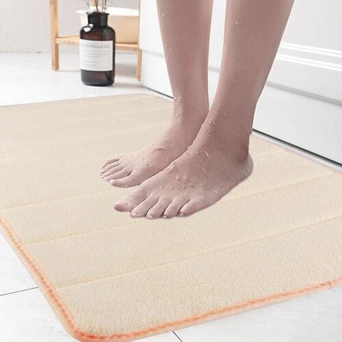 Zeroomade Cream Coral Velvet Bath Mats Non-slip Bathroom Mats Home Floor Toilet Absorbent Carpets Soft Memory Foam Bath Rug