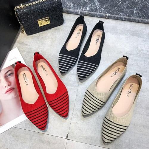Womens Stretch Knitted Mixed Color Moccasins Breathable Cozy Work Shoes Brief Slip-on Fashion Ladies Flats Light Driving Loafers