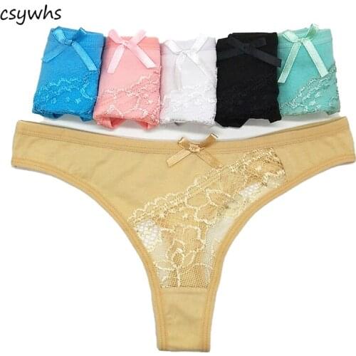 6pcs/lot M L XL Women Cotton Lace G String Sexy Transparent Panties Womens Thongs Briefs Low Waist Underpants Underwear