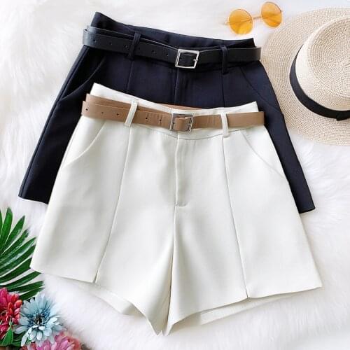 High-Waisted Shorts Female Shorts With Belt Wide Leg Summer 2020 Harajuku Korean Short Feminino