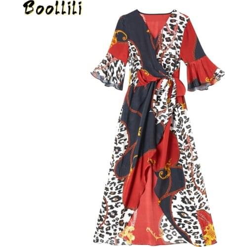 100% Real Silk Vintage Dress Women Clothes 2020 Spring Summer Elegant Leopard Midi Dress Women Dresses Irregular Vestidos