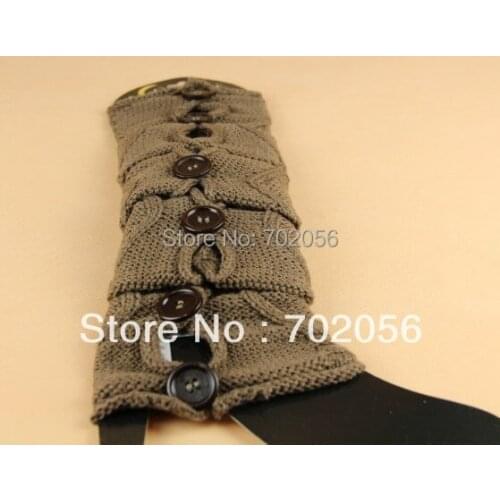 Winter solid button down Knitted Leg Warmers Boot Covers 24 pairs/lot mixed colors #3435