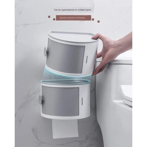 1PC Bathroom Toilet Paper Holder Paper Tissue Box Plastic Toilet Dispenser Free Punching Wall Mounted Roll Paper Storage Box