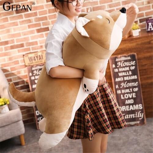 1pc 40/55cm Cartoon Lying Plush Stuffed Dog Big Toys Shiba Inu Dog Doll Lovely Animal Children Birthday Gift Corgi Plush Pillow
