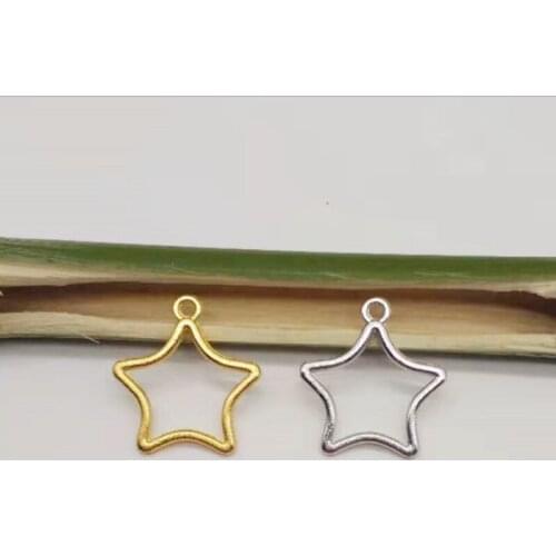 100pcs Charms Lucky Five-Pointed Star Silver Color Pendant For DIY Handmade Jewelry Making Accessorie