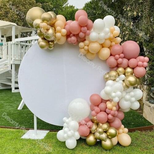 158pcs DIY Retro Dusty Pink Peach Balloons Garland Arch Gold White Latex Balloon Kit Birthday Baby Shower Weddings Party Decor