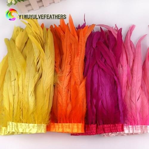 2Meters 25-30cm Mint Chicken Rooster Tail Feather Trim Strip for Wedding DressColorful chicken hair cloth with stage clothing ac