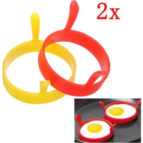 2PCS Creative Round Silicone Breakfast Fried Egg Molds Poacher Frier Pancake Ring Mould Tool Kitchen Accessiories S