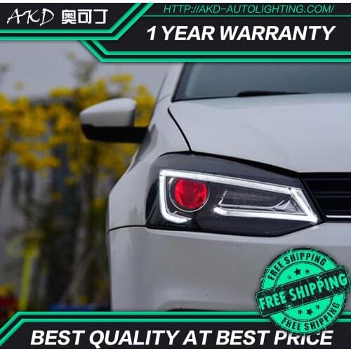 AKD tuning cars Headlight For VW Polo Audi Type Headlights LED DRL Running lights Bi-Xenon Beam Fog lights angel eyes Auto level