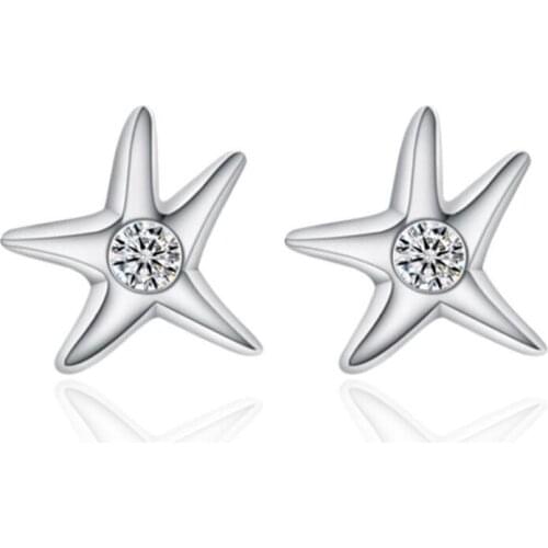 Asymmetrical starfish zircon pentagonal earrings jewelry