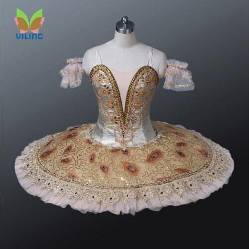 Ballet dress Gold professional ballet tutu skirt Women ballet clothing for the dances pancake ballet costume for girls