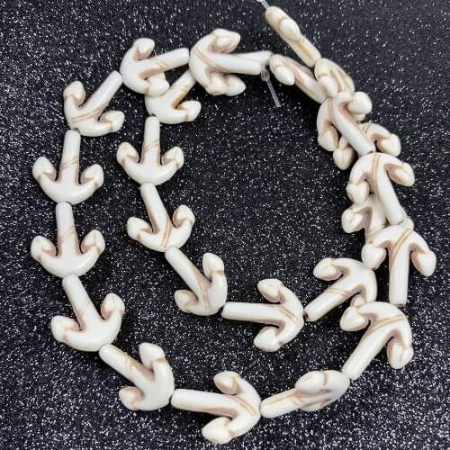 26pcs Natural Stone Beads Anchor Shape White Turquoises Beads for Jewelry Making DIY Bracelet Necklace Accessories Size 13x15mm