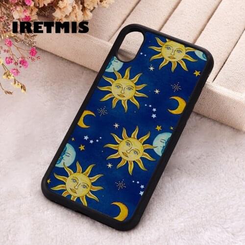 Iretmis 5 5S SE 2020 Phone Cover Case for iPhone 6 6S 7 8 Plus X Xs XR 11 12 Mini Pro Max Vintage Stars Suns and Moons Celestial