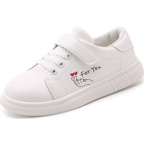 Kids Shoes Girls Leather Flat Sneakers Children Casual Autumn Spring Sport Shoes Lovely Printing Comfortable STQ003