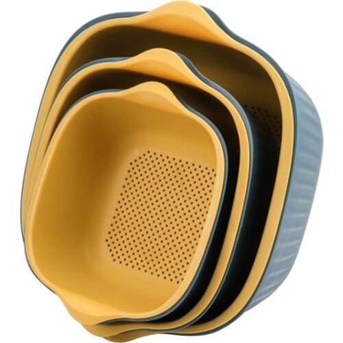 Drain Basket Colander Fruit Vegetable Washing Basket Strainer Silicone Colander Drainer Home Kitchen Tool