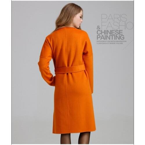 European Winter High Quality Wool Coat Women Trench Coats Cashmere Parkas Belt Sex Split Double Side manteau femme 1921