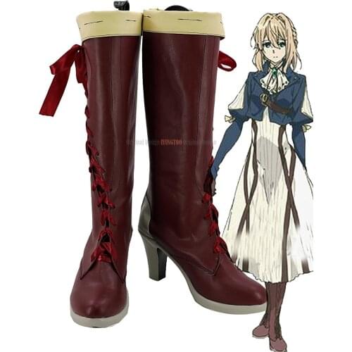 Violet Evergarden Shoes Cosplay Violet Evergarden High Heel Boots Cosplay Custom Made Unisex Shoes