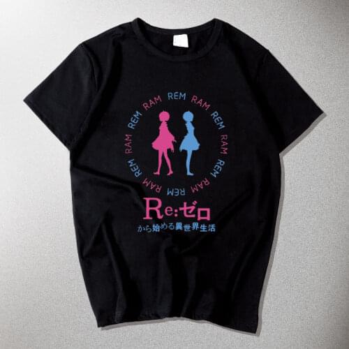 Anime Re:Life in a different world from zero Emilia Rem Cosplay T-shirt lam cotton Unisex men T Shirt Short Sleeve Tee