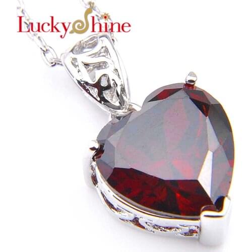Hot Heart-shape 5 Pcs/Lot Red Crystal Garnet Wedding Pendants Russia USA Australia Pendants For Necklaces Wiht Chain