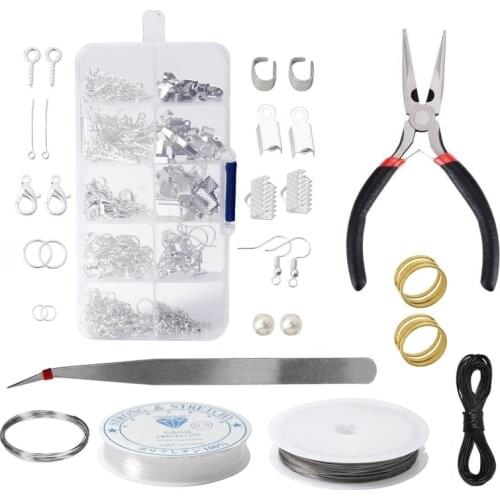 Jewelry Making Kit Bead Making and Repair Tools, Pliers and Silver Bead Wire for Beginners to Make Necklaces, Earrings