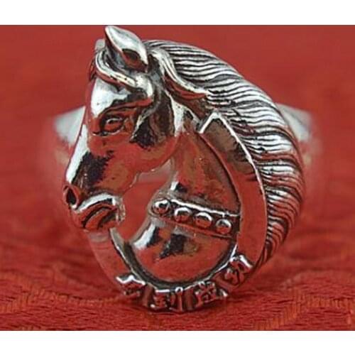 S999 sterling silver ring zodiac male horse horse man sterling silver ring