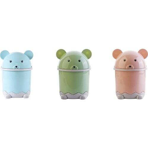 Creative Cute Desktop Trash Desktop With Lid Small Paper Basket Mini Flip Plastic Trash Can