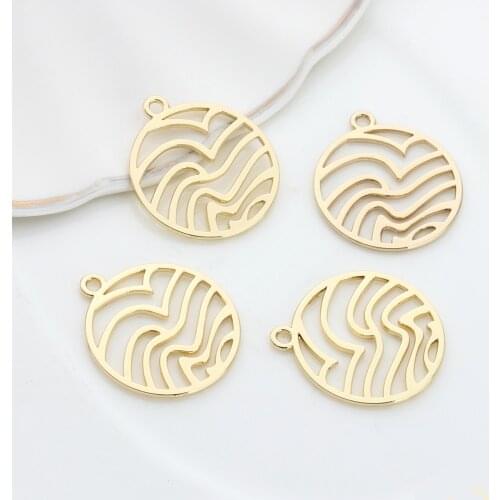 22mm Round Hollow Geometry Charms Pendant 6pcs/lot For DIY Jewelry Earring Making Accessories