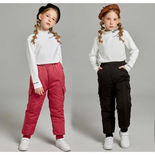 2021 Winter Thick Children Cotton Clothing Boys Pants Girls Leggings Kids Warm Trousers Windproof Snow Pants For Kids