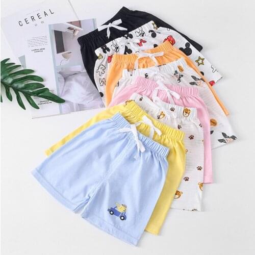 Summer Baby Girls Boys Shorts Solid Color Cotton Children Beach Loose Shorts Casual Pants Comfortable Elastic Waist Trousers
