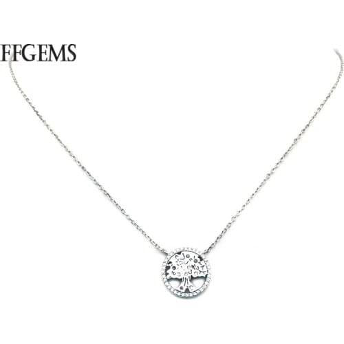 FFGems Hot Fashion Tree of Life Necklace Real 925 Silver Pendant Bijoux Collier Elegant Women Jewelry Gifts Dropshipping