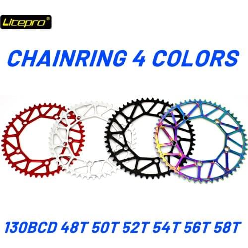 Litepro Ultralight BMX Chainring Folding Bike 130 BCD 48T 50T 52T 54T 56T 58T A7075 Alloy BMX Chainwheel Bicycle Crankset Tooth