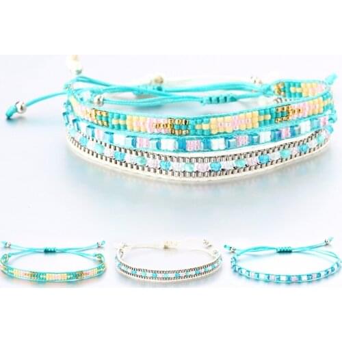 Fashion 3PCS Multilayer Tibetan Adjustable Charm Bracelets & Bangles With Gold Color For Woman Jewelry Gift Pulseras Mujer