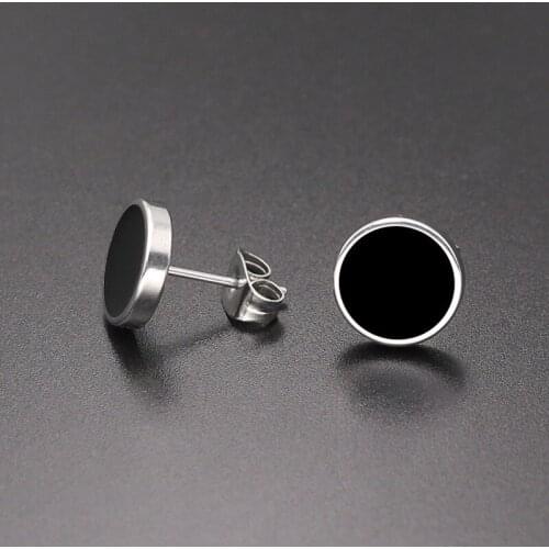 Fashion 1 Pair Round Shape Vintage Stud Earrings for Man Trendy Party Black Earrings Jewelry Men & Women Unisex