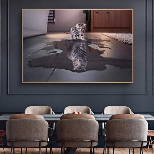 MUTU Prints And Posters "Cat To Tiger" Wall Art Picture On Canvas Painting Decoration For Living Room Modern Home No Frame