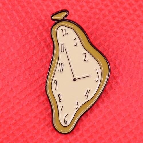 Salvador Dali melted clock enamel pin surreal painter brooch men art badge time jewelry cute pins artist gift women shirt access
