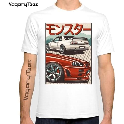 Vintage Fast and Furious Skyline Car GT-R Print T-Shirt Fashion Men Short Sleeve Funny Boy Casual Tops Hipster Man White Tshirt