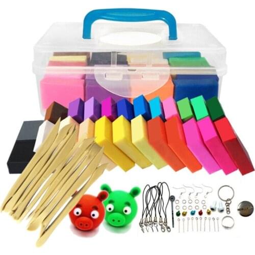 24 Colors Polymer Molding Clay Set Oven Baking Kit with Sculpting Tools Accessories DIY Crafts Kids Educational Toys Gift