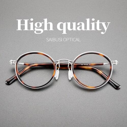 2021 new glasses frame men round acetate titanium optical eyewear Myopia reading precription women eyeglasses
