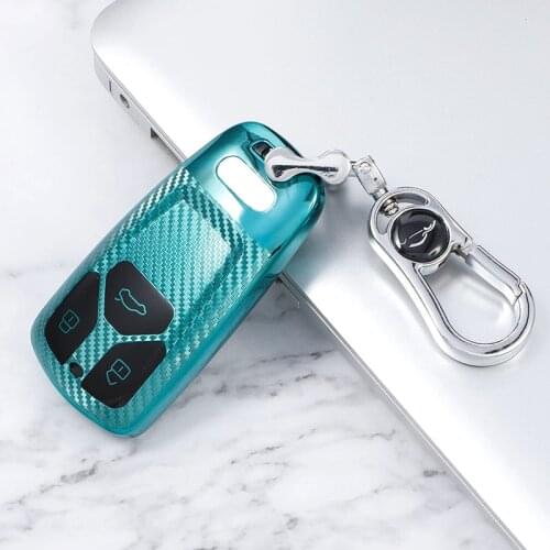 New Carbon Fiber TPU Car Key Cover Case Shell For Audi A4 B9 Q5 Q7 TT TTS 8S 2016 2017 car smart remote Car Styling Accessories