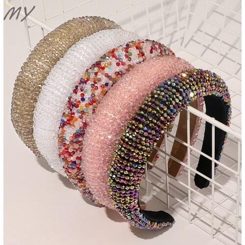 Wholesale Hot Selling New Bling Rhinestone Crystal Headbands for Women 2020 Diamond Bedazzled Braided Beaded Headband Girls