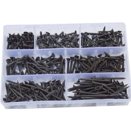 Phillips Flat Head Cross Recessed Metric Thread Phosphorus Countersunk Self Tapping Drywall Wood Bolt Black Assortment Kit M3.5